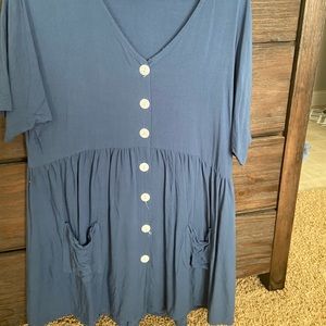 amazon dress blue with buttons and pockets